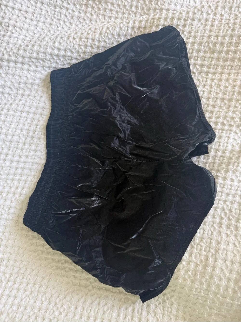 Women's Black Velvet Athletic Drawstring Shorts